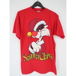 Vintage 1994 Warner Bros Santa Claws Sylvester Christmas Medium 90s